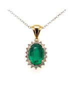 OVAL EMERALD DIA. PENDANT | EMERALD JEWELRY