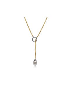 TWO TONE ST W/PEARL NECKLACE