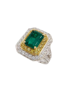 TWO TONE EMERALD RING | EMERALD JEWELRY