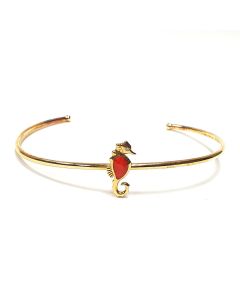 14K Yellow Gold Red Spiny Sea Horse Bracelet designed by Kabana for St Maarten-Majesty Jewelers 
