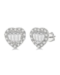 Heart Diamond Stud Earrings