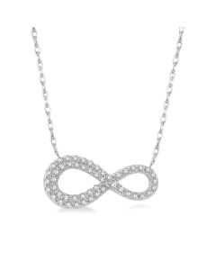 Lady's White 14 Karat Infinity Diamond Necklace
