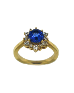ROUND TANZANITE DIAMOND RING | TANZANITE JEWELRY