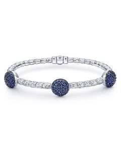 Silver and Steel Round Sapphire Station Bangle | GABRIEL & CO.