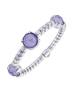 Stainless Steel & Silver Bangle Bracelet Purple Jades | GABRIEL & CO.
