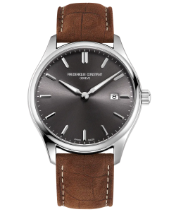 Classic Grey Swiss Made Leather Watch