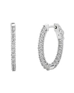 14K Diamond Oval Hoop Earrings