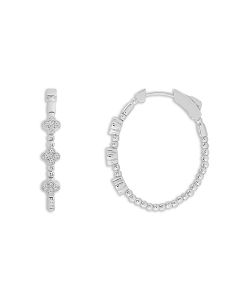 14Karat White Gold Hoop Diamond Earrings