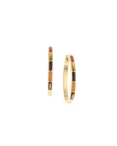 14K Yellow Gold Mix Spiny and Mother of Pearl Hoop Earrings designed by Kabana for St Maarten-Majesty Jewelers 