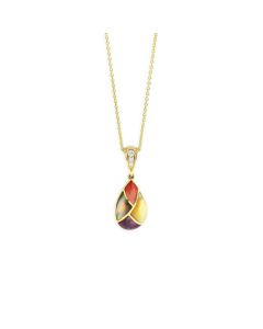 14K Yellow Gold Pendant with Mix Mother of Pearl Inlay and Diamonds designed by Kabana for St Maarten-Majesty Jewelers 
