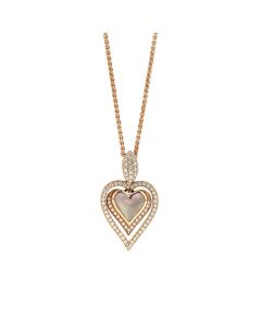 14K Rose Gold Pink Mother of Pearl Heart Necklace with diamonds designed by Kabana for Majesty Jewelers-St Maarten