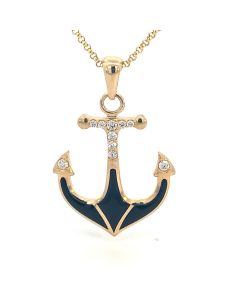 Onyx Anchor Necklace-Large