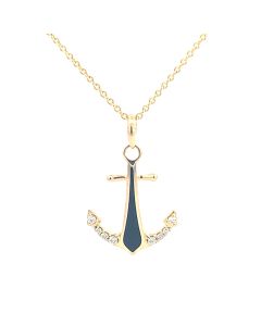 Anchor Black Onyx Necklace-Small