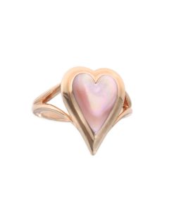 14K Rose Gold Pink Mother of Pearl Heart Ring designed by Kabana for St Maarten-Majesty Jewelers 