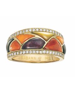 14k Yellow Gold Mix Mother of Pearl Spiny Ring designed by Kabana found in St. Maarten-Majesty Jewelers 