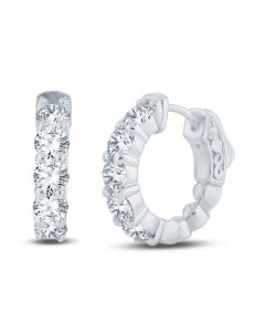 Lady's White 14 Karat Huggies Diamond Earrings