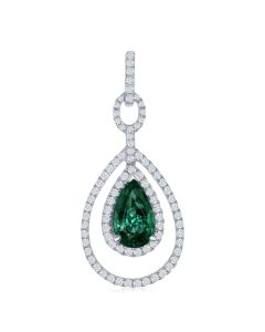 PEAR EMERALD DIA. PENDANT | EMERALD JEWELRY