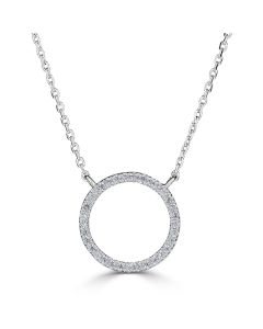 14K Diamond Round Outline Necklace-16"
