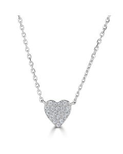 14K Diamond Heart Necklace-16"