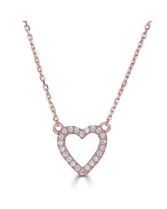 14K Diamond Heart Outline Necklace