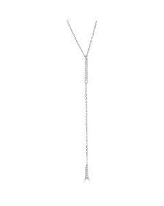 14K Diamond Bar Drop Necklace-18"
