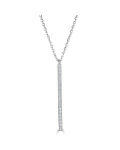 114K Diamond Vertical Bar Necklace-18"