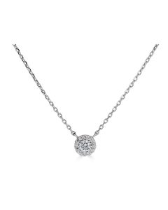 14K Diamond Single Halo Necklace