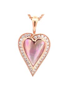 14kt Rose gold Pink Mother of pearl Diamond Necklace