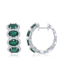 EMERALD DIA. HOOP EARRINGS | EMERALD JEWELRY