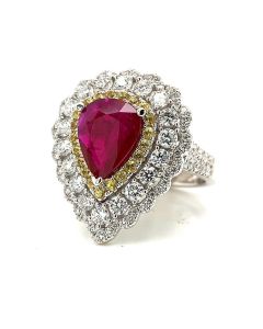 PEAR SHAPE RUBY DIA. RING | RUBY JEWELRY