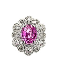 Pink Sapphire Diamond Ring 
