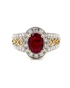 TWO TONE GOLD RUBY RING | RUBY JEWELRY