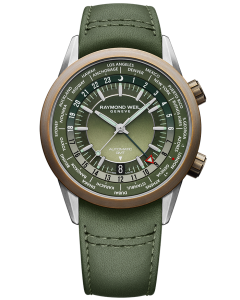Men's GMT Worldtimer Green Leather Watch