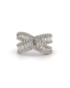 14kt White Gold Criss Cross Diamond Wrap Ring