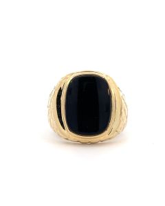 14kt Yellow Gold Mens Onyx  Ring 